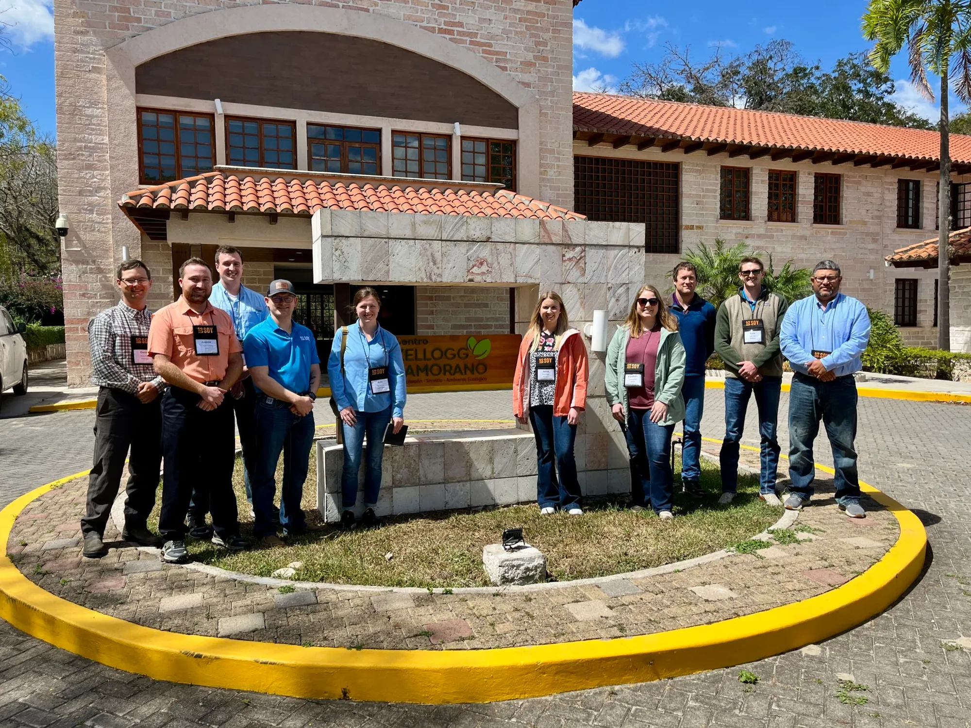 See for Yourself participants gather outside El Zamorano University in Honduras during their visit to the Soy Excellence Center.