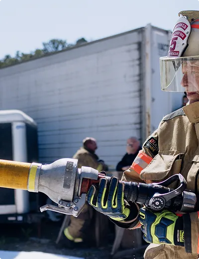 Fire Fighter using soy based fire safety equipment
