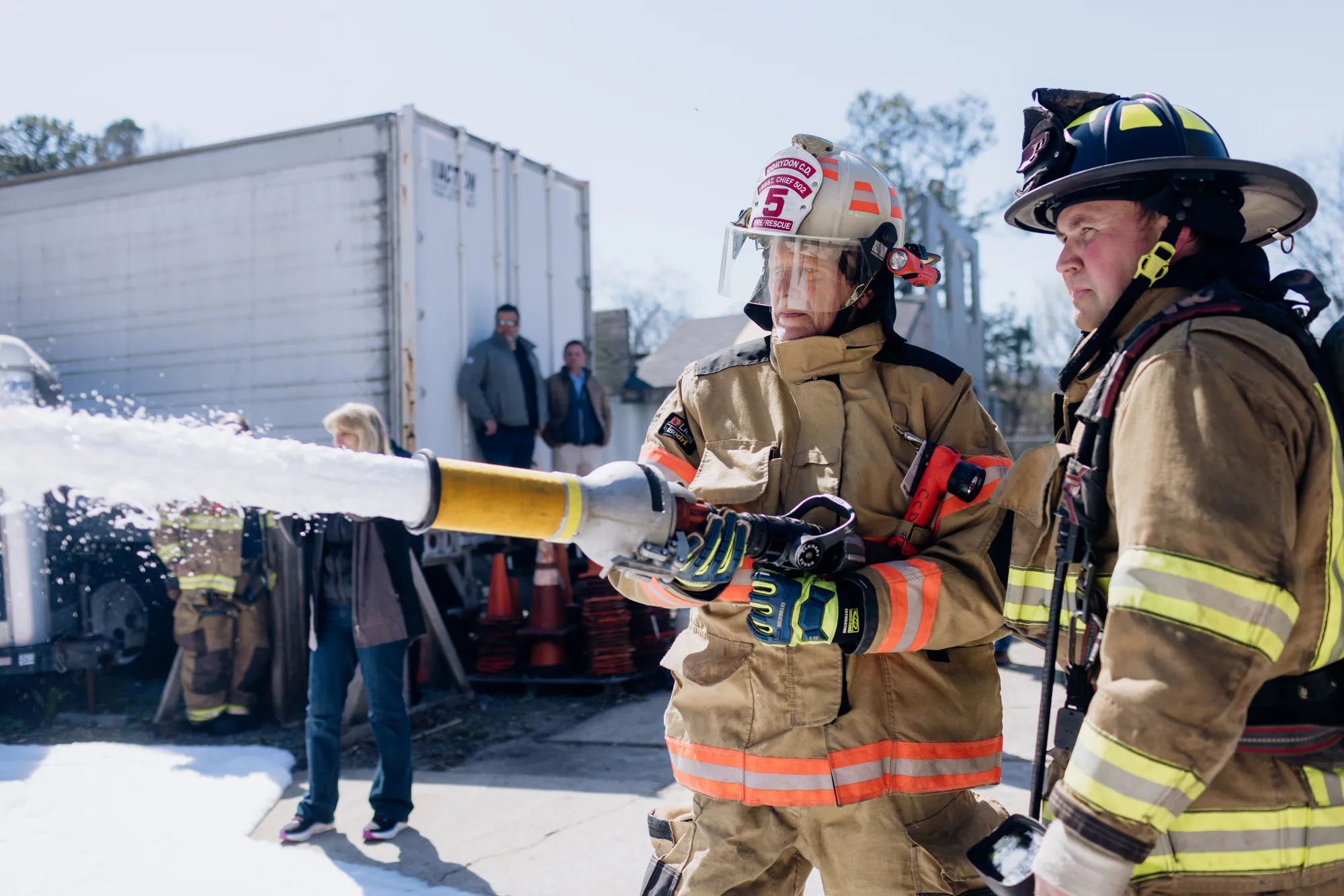 Firefighters using SoyFoam