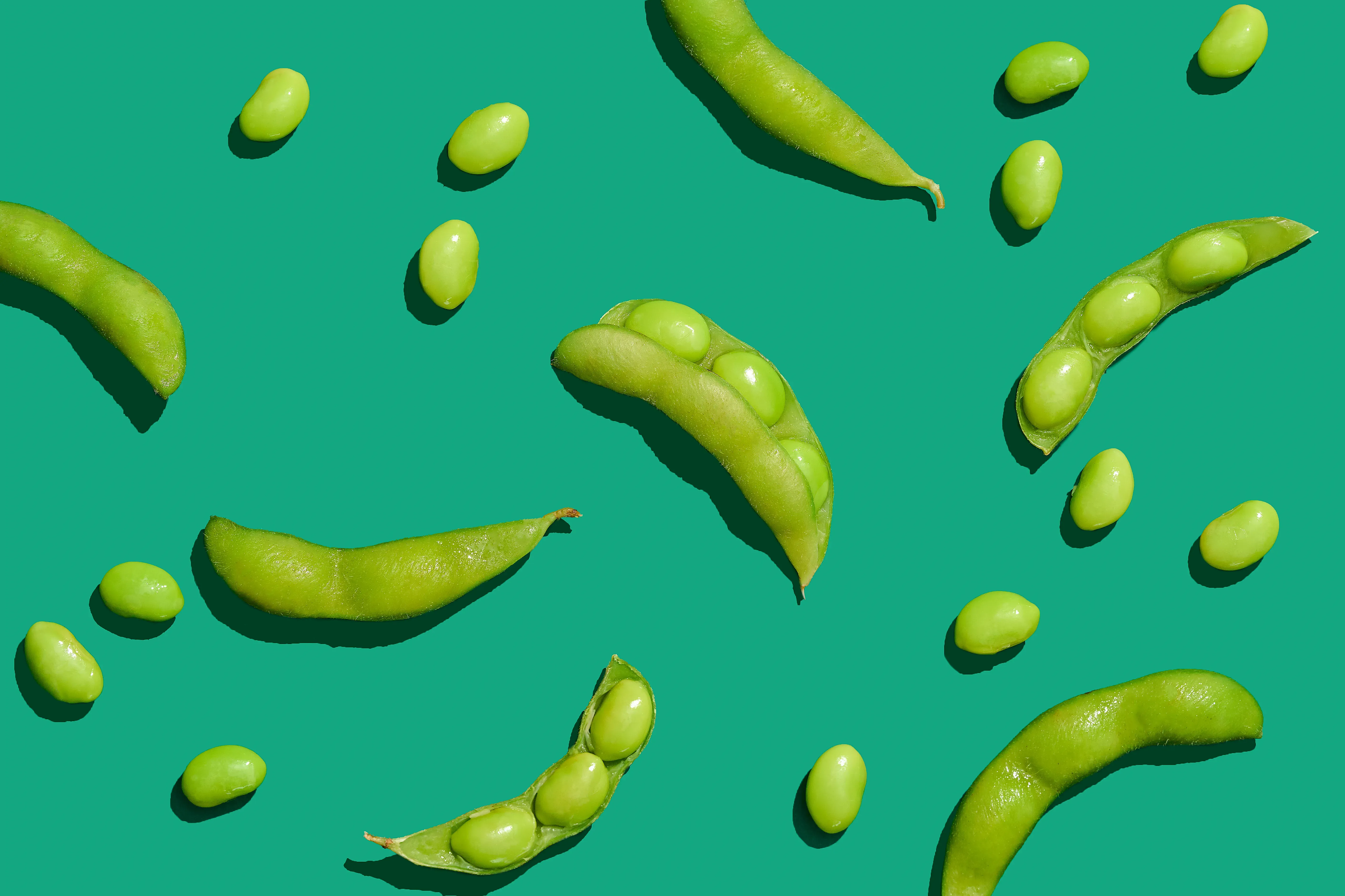 Artisitic image of edamame pods