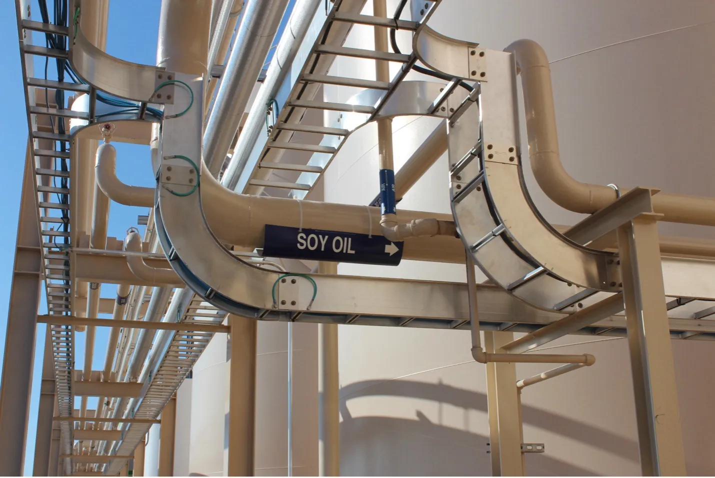 Pipes labeled "soy oil."