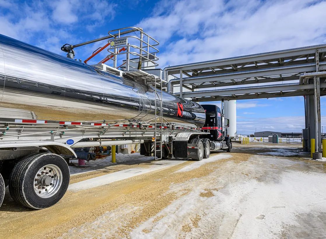 A truck transporting biofuel