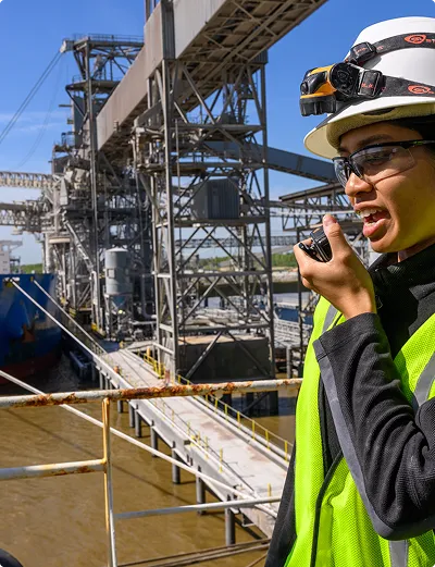 Woman working at an industrial plant